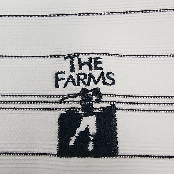 Straight Down Polo Shirt Mens XL White Striped Performance The Farms Golf Club - Picture 11 of 16